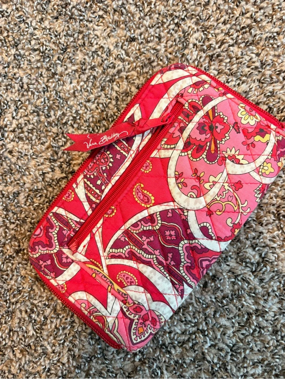 Vera Bradley Pink and Cream Quilted Zip Pouch